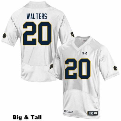 Notre Dame Fighting Irish Men's Justin Walters #20 White Under Armour Authentic Stitched Big & Tall College NCAA Football Jersey ZEX4199FF